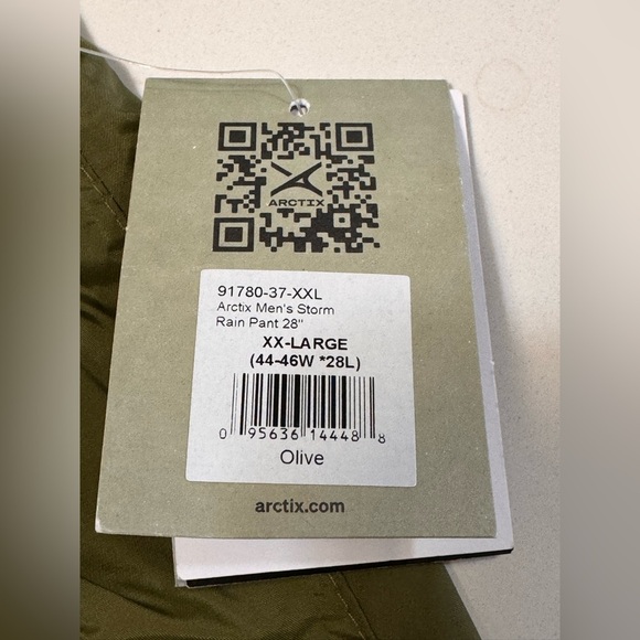Arctix Men's Storm Packable Rain Pant, Olive XXL (44-46W) 28"L Outdoor Olive - Picture 5 of 12
